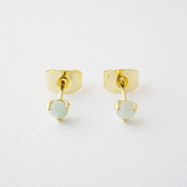 Tiny Green Jade Solitaire Studs