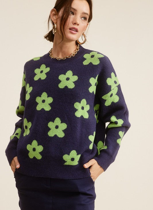 DAISY FLOWER PRINT SWEATER