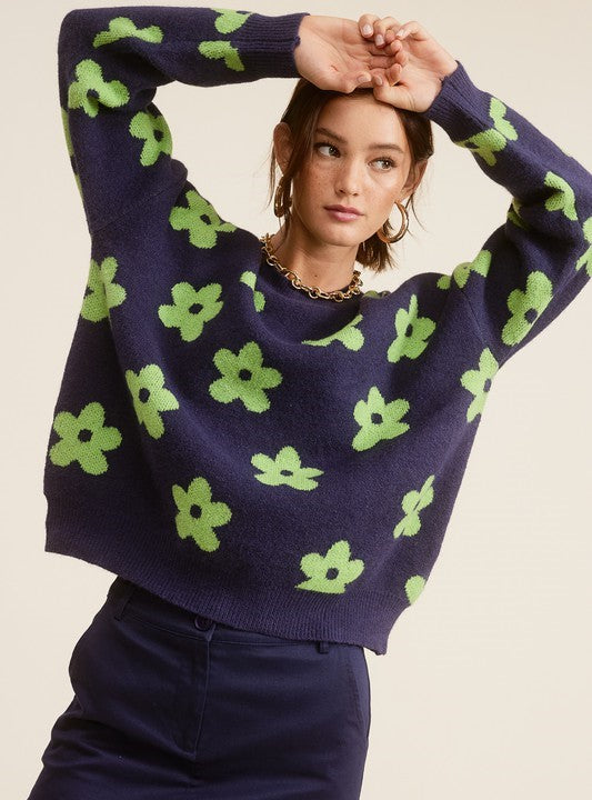 DAISY FLOWER PRINT SWEATER