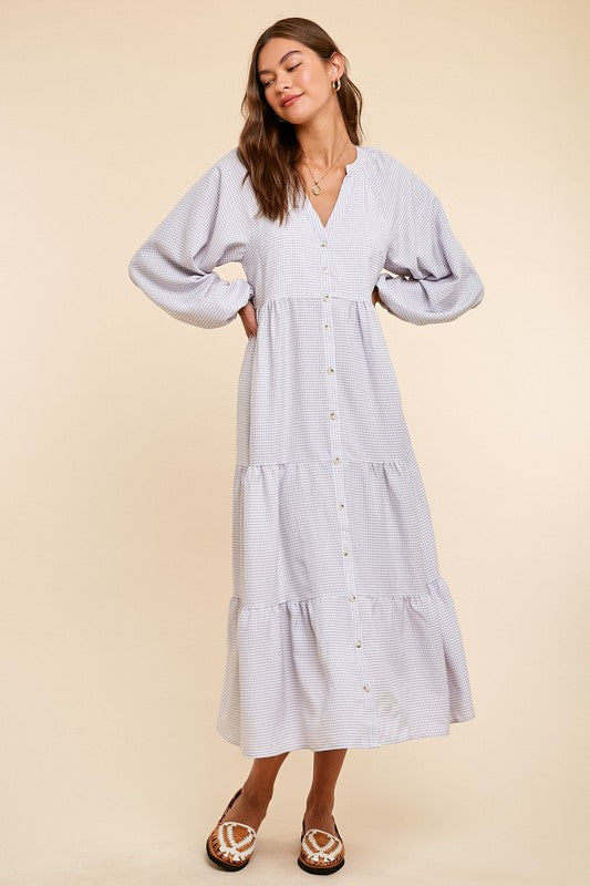 BUTTON DOWN MIDI DRESS