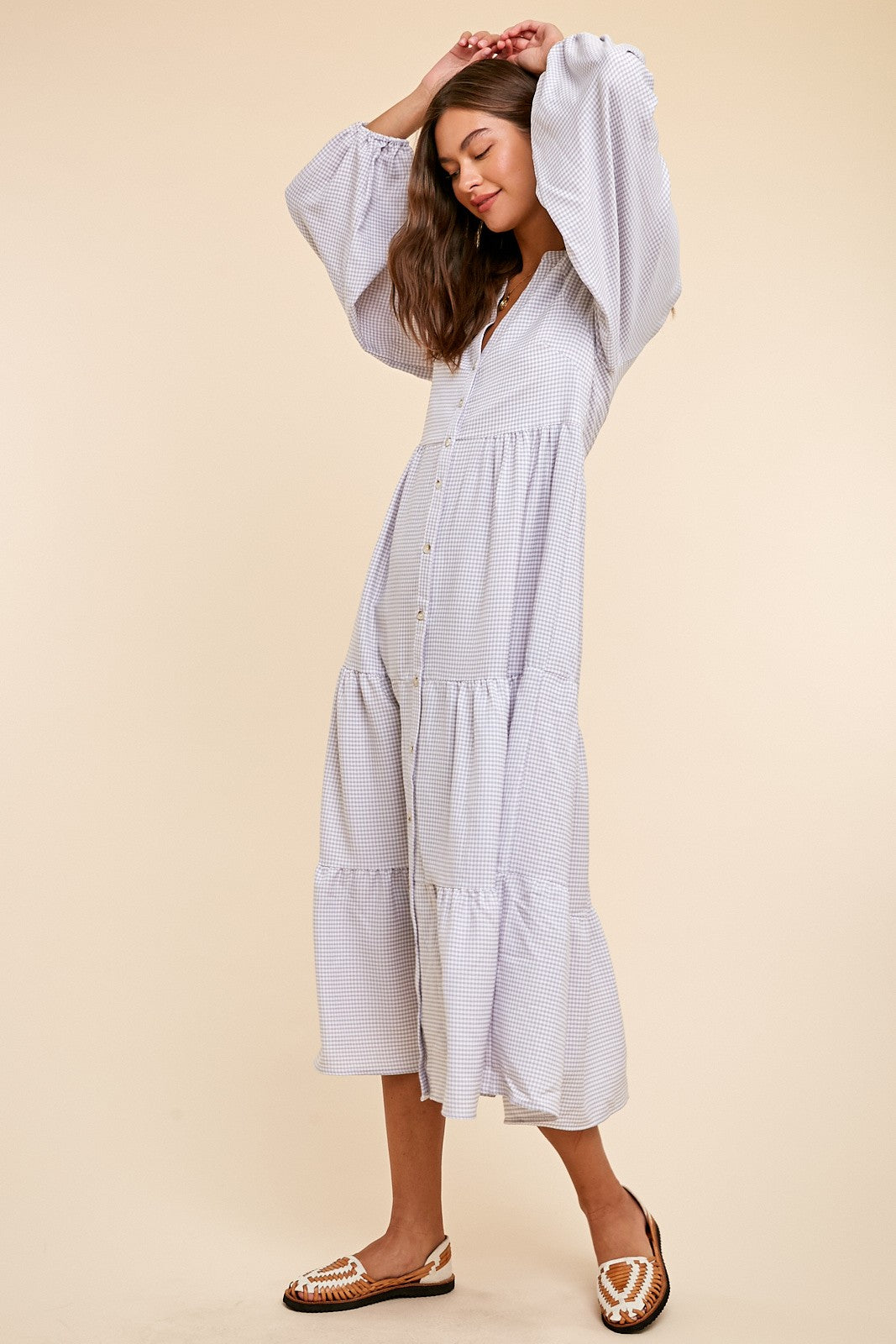 BUTTON DOWN MIDI DRESS