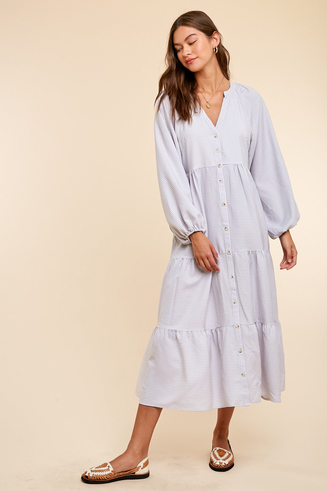 BUTTON DOWN MIDI DRESS