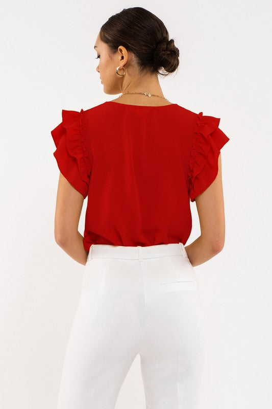 DOUBLE RUFFLE SLEEVE TOP