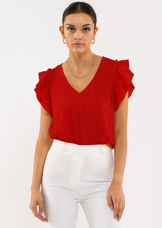 DOUBLE RUFFLE SLEEVE TOP