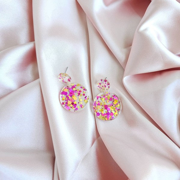 Fun Pink Confetti Earrings