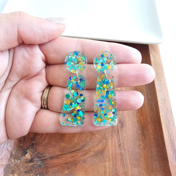 Aqua Confetti Earrings
