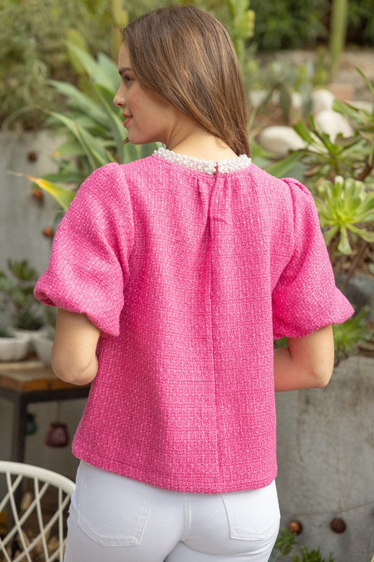 Pearl Trim Detailed Top