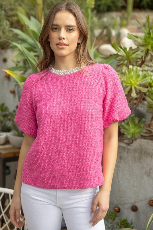 Pearl Trim Detailed Top