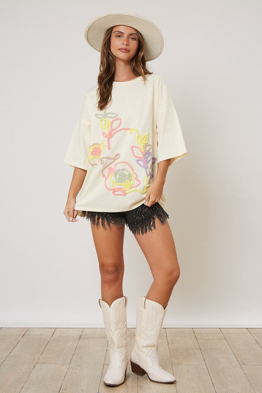 Roses Embroidery Tee