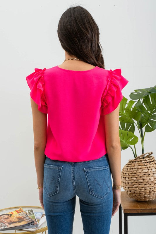 DOUBLE RUFFLE SLEEVE TOP