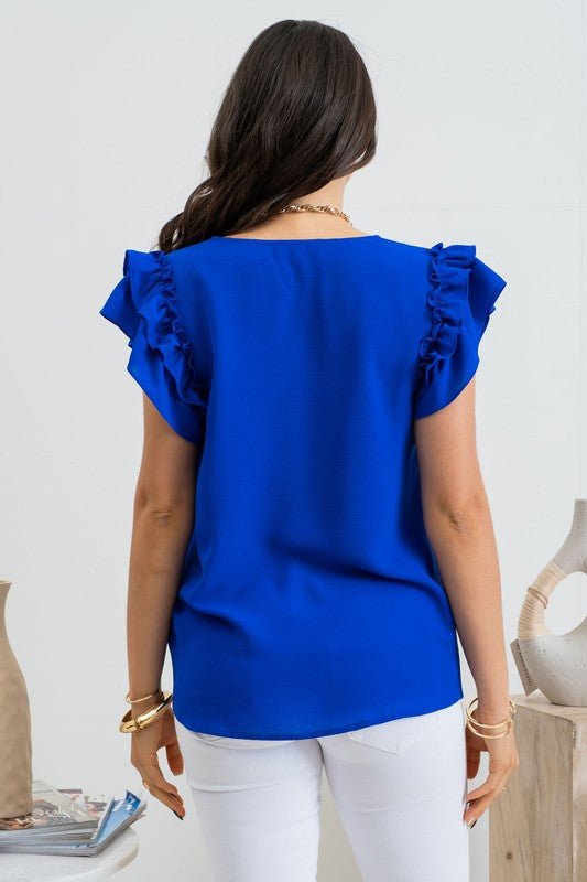 DOUBLE RUFFLE SLEEVE TOP