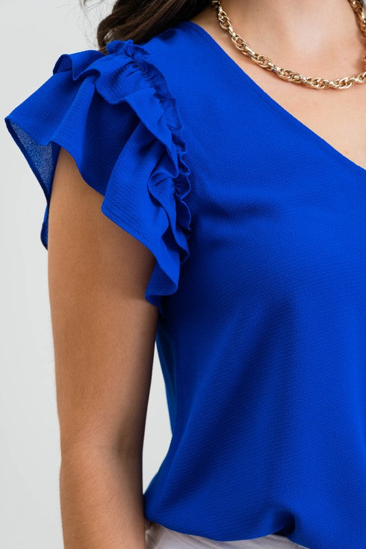 DOUBLE RUFFLE SLEEVE TOP