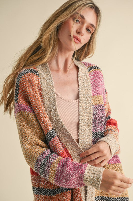 Oversized color block cardigan