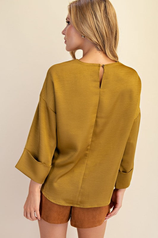 SATIN WIDE SLEEVE BLOUSE