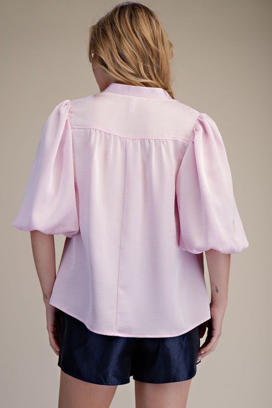 Bubble Sleeve Poplin Top
