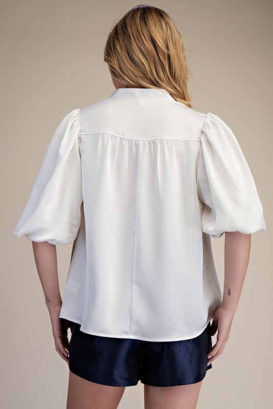 Bubble Sleeve Poplin Top