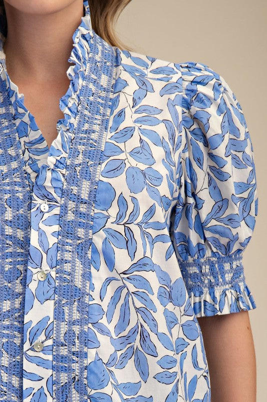 Smocked Puff Sleeve Blouse