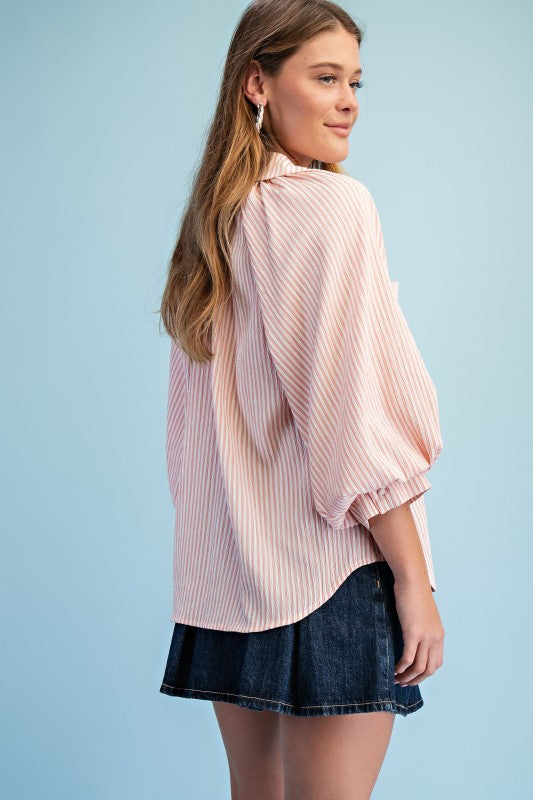 Striped Balloon Blouse