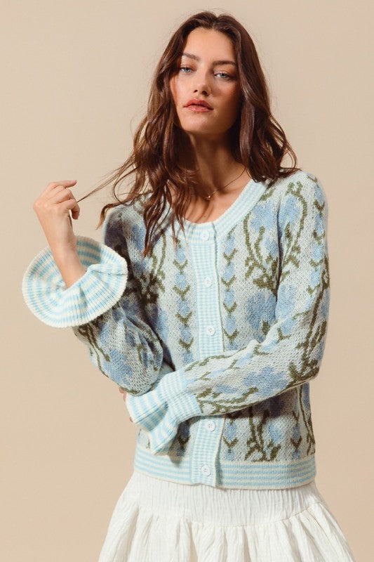 CUTE SWEATER CARDIGAN WITH RUFFLED CUFFS