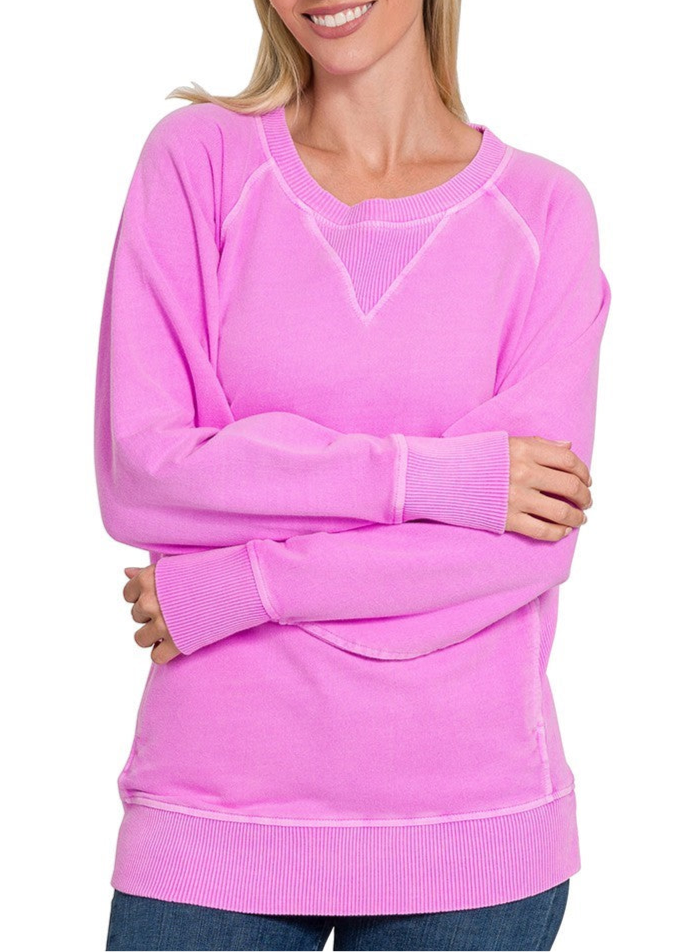 BEST SELLER PIGMENT DYED PULLOVER WITH POCKETS