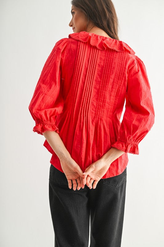 Red Ruffled Blouse