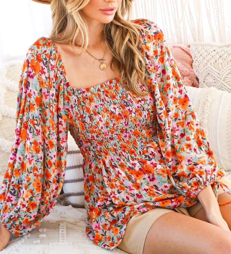 ELASTIC SMOCKING DETAIL TOP