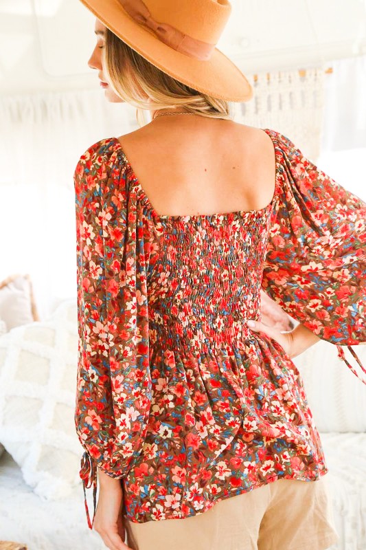 ELASTIC SMOCKING DETAIL TOP
