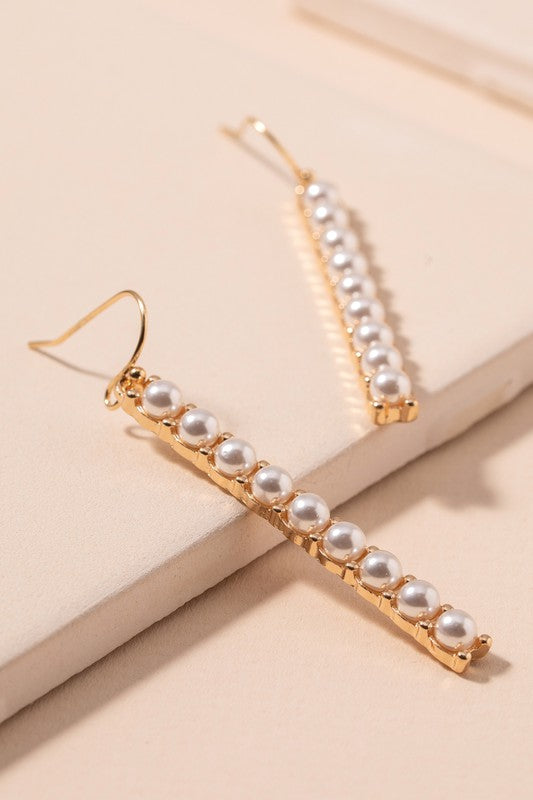 PEARL STUDDED BAR SHAPED EARRINGS