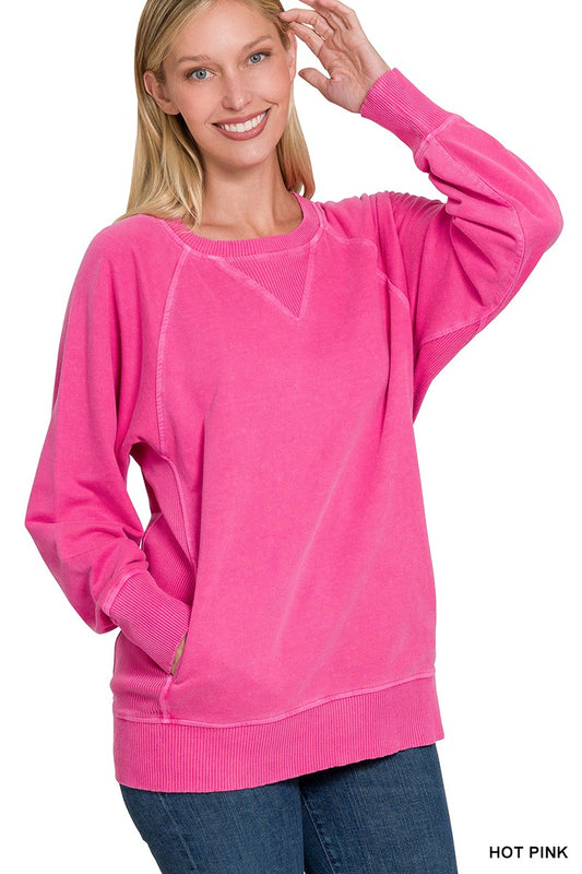 BEST SELLER PIGMENT DYED PULLOVER WITH POCKETS