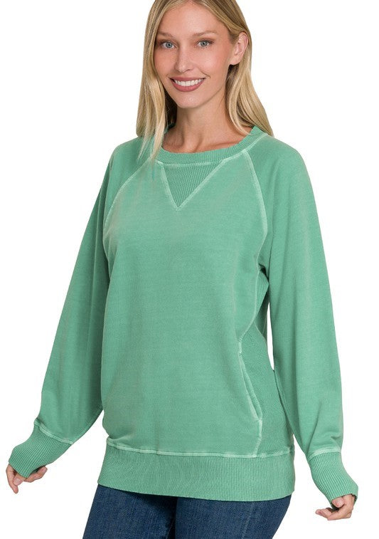 BEST SELLER PIGMENT DYED PULLOVER WITH POCKETS