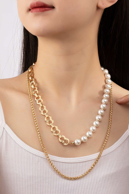 TWO ASYMMETRIC PEARL NECKLACE