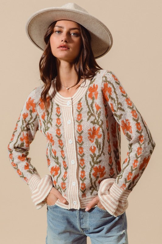 CUTE SWEATER CARDIGAN WITH RUFFLED CUFFS