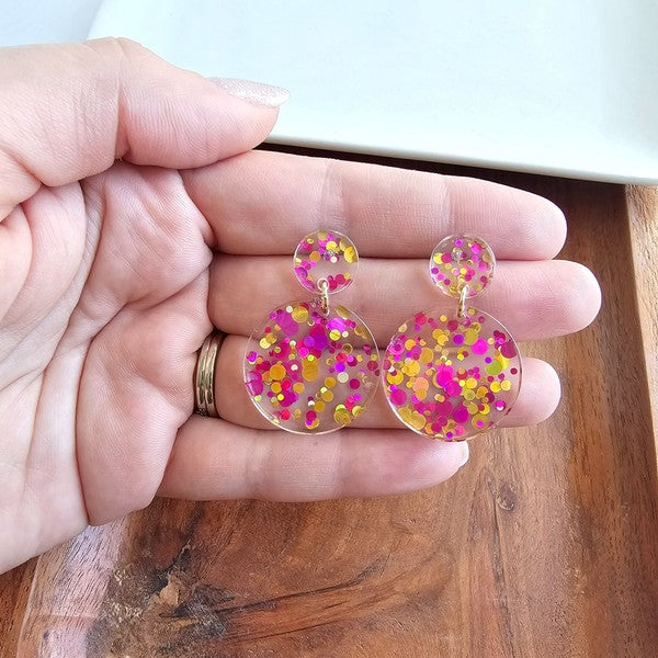 Fun Pink Confetti Earrings