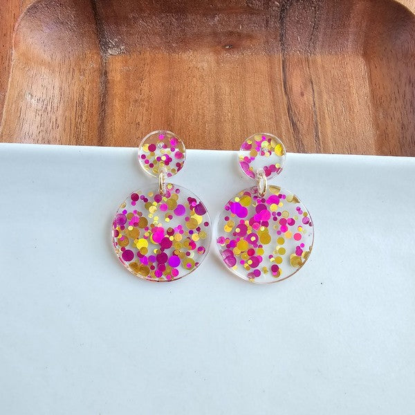 Fun Pink Confetti Earrings