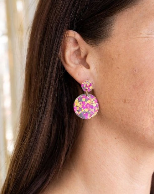 Fun Pink Confetti Earrings