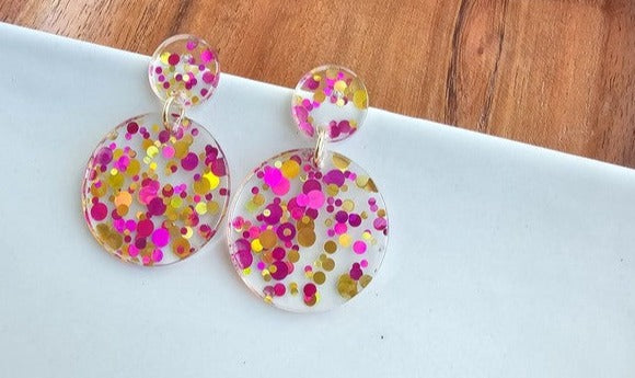 Fun Pink Confetti Earrings