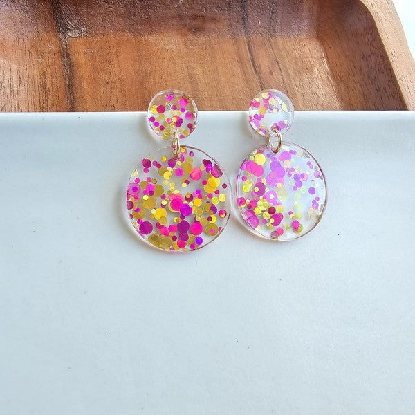 Fun Pink Confetti Earrings