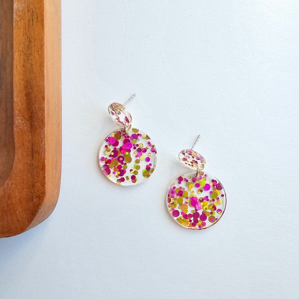 Fun Pink Confetti Earrings