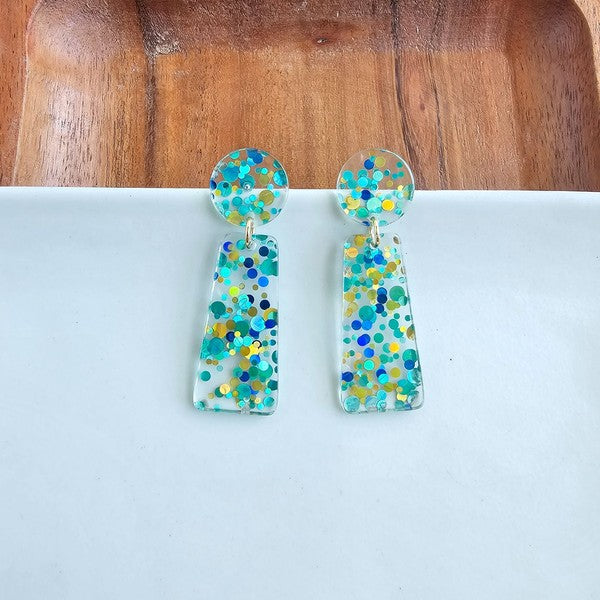 Aqua Confetti Earrings