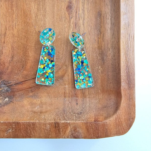 Aqua Confetti Earrings