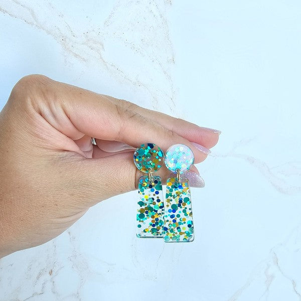 Aqua Confetti Earrings