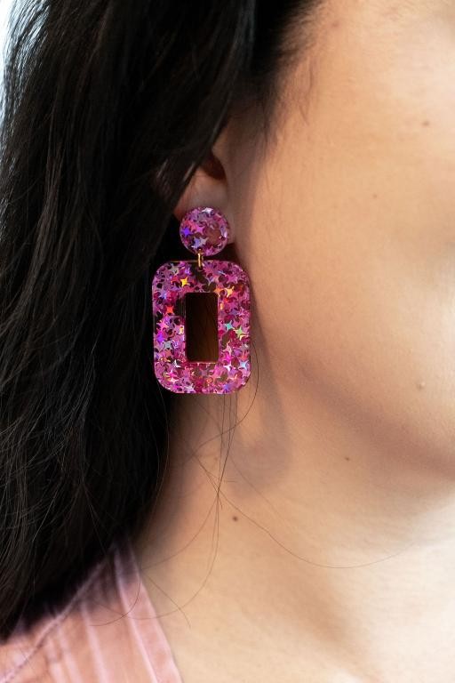 Pink Glitter Earrings