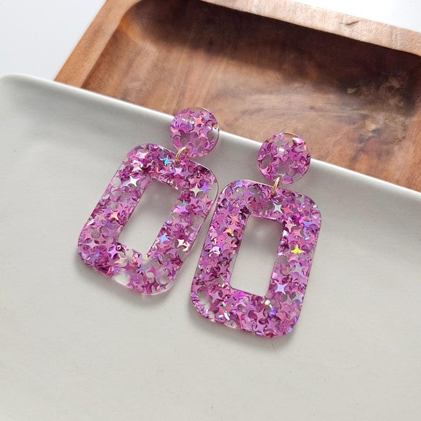 Pink Glitter Earrings