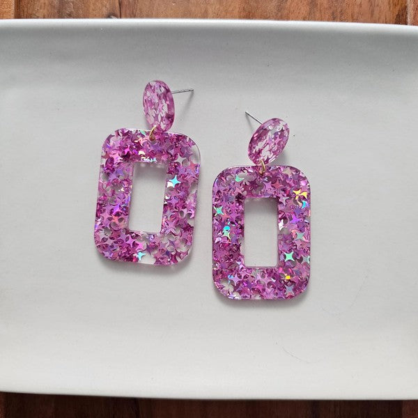 Pink Glitter Earrings