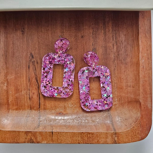 Pink Glitter Earrings