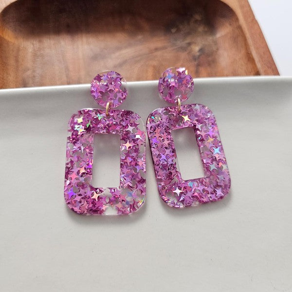 Pink Glitter Earrings