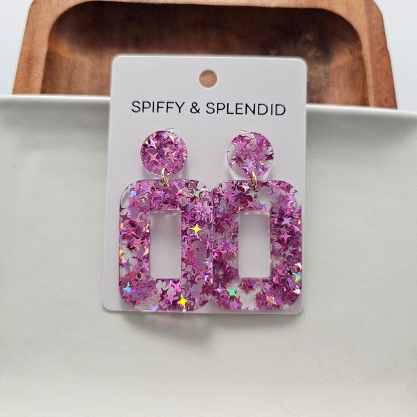 Pink Glitter Earrings