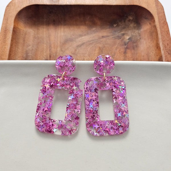 Pink Glitter Earrings