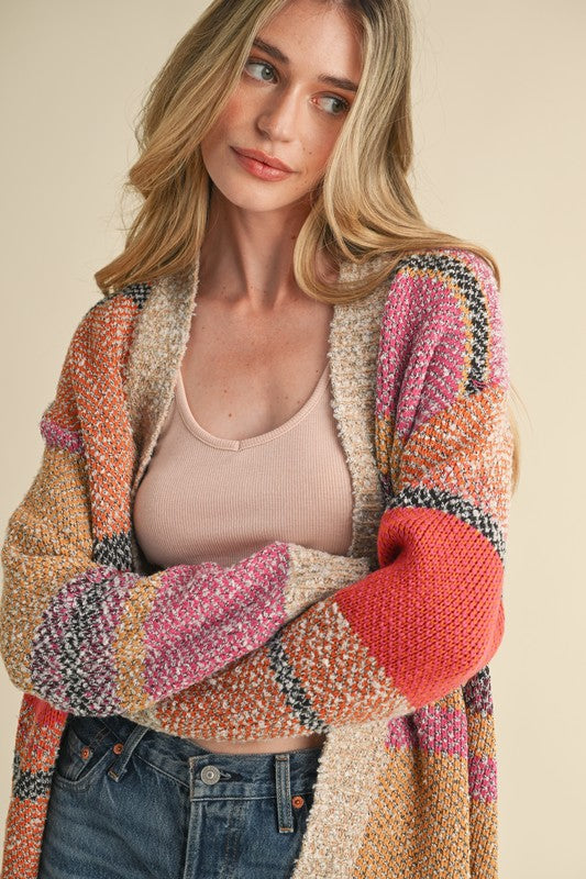 Oversized color block cardigan