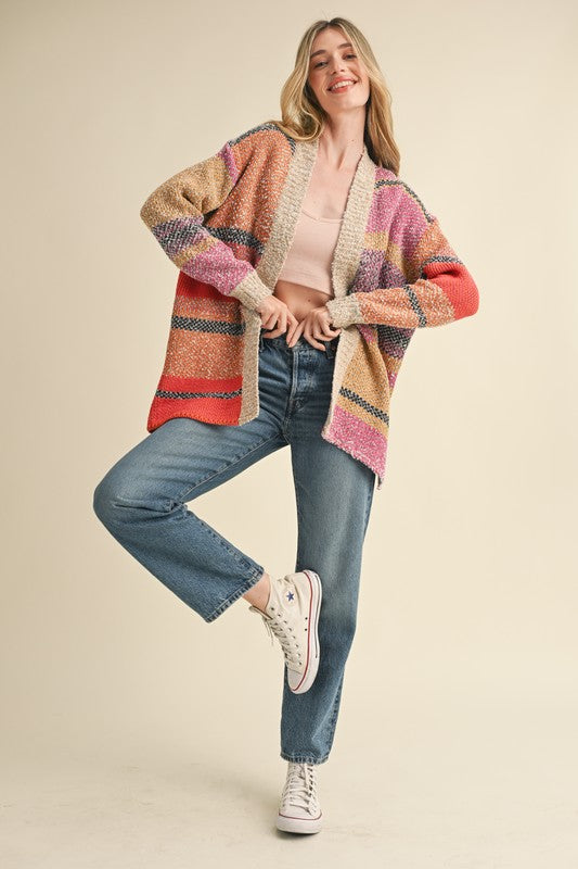 Oversized color block cardigan